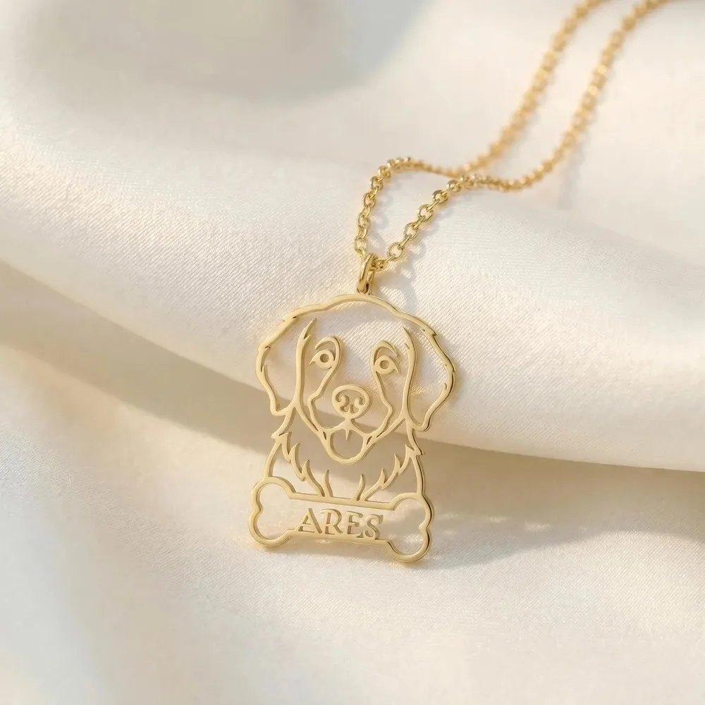 Personalized Custom Dog Breed Name Silhouette Necklace Handmade Cute Pet Charm Best Family Friend Birthday Gift