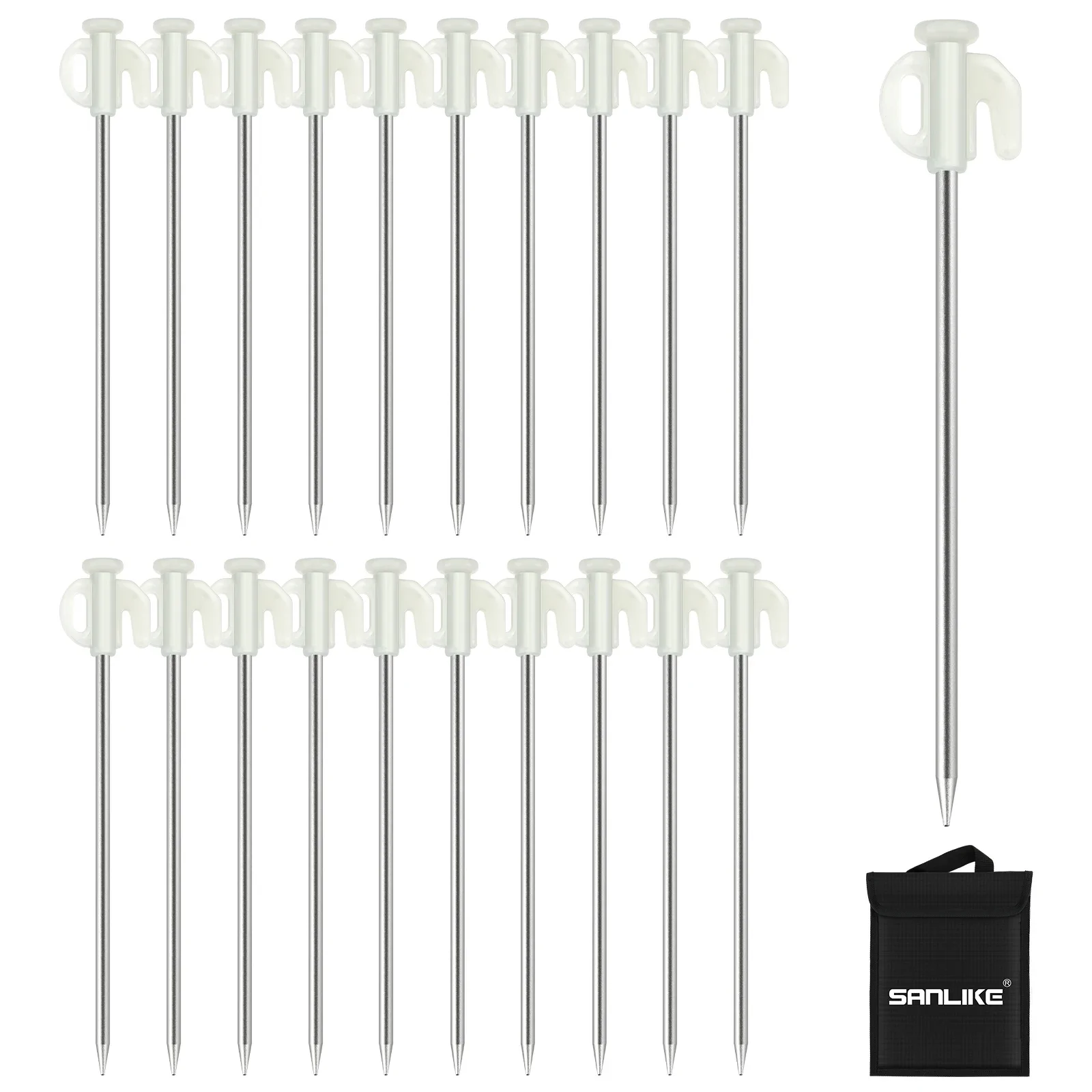 SANLIKE 20 pcs/set 20cm floor pegs Rustproof iron Galvanised Outdoor camping accessories Tent pegs Stake pegs for outdoor tents