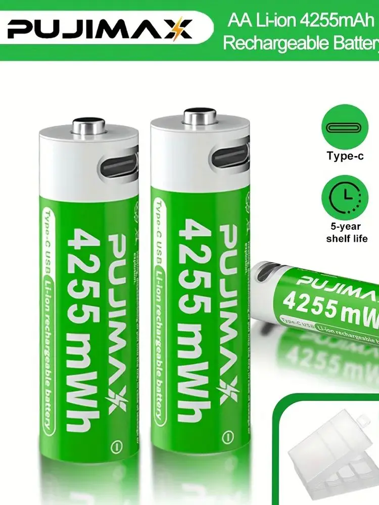 PUJIMAX 4255 mWh AA 1,5 V oplaadbare lithiumbatterij Hoge capaciteit 1500 cycli voor afstandsbedieningen Drones Weegschalen Grote capaciteit - afbeelding 2