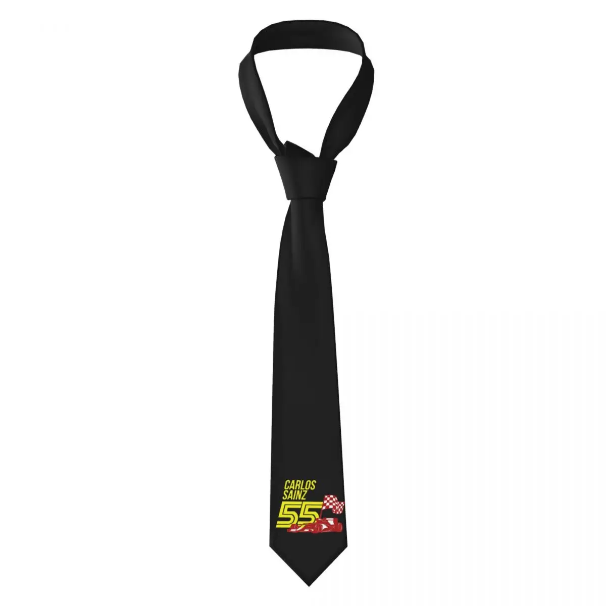 Carlos Sainz Jr F1 Signature Graphic - Dark Necktie for Men Silk Polyester Slim Neck Ties Party Accessories Tie Classic Gravatas