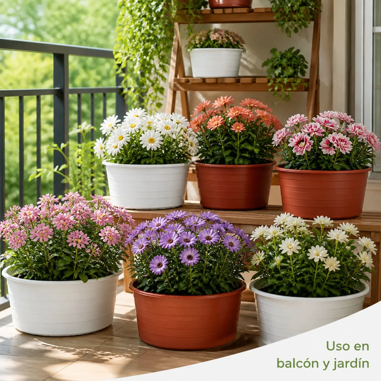 Pot rond en plastique PP pour plantes et fleurs, diamètre 16 cm x hauteur 8 cm, récipient décoratif pour jardin, balcon et intérieur, design rayé, lot de 6 pièces