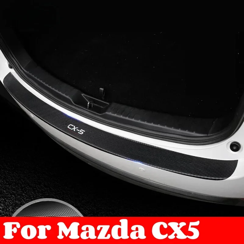 

For Mazda CX5 CX 5 Accessories Carbon Fiber PU Rear Bumper Protector Plate Exterior Cover Trim 2017 2018 2019 2020 2021