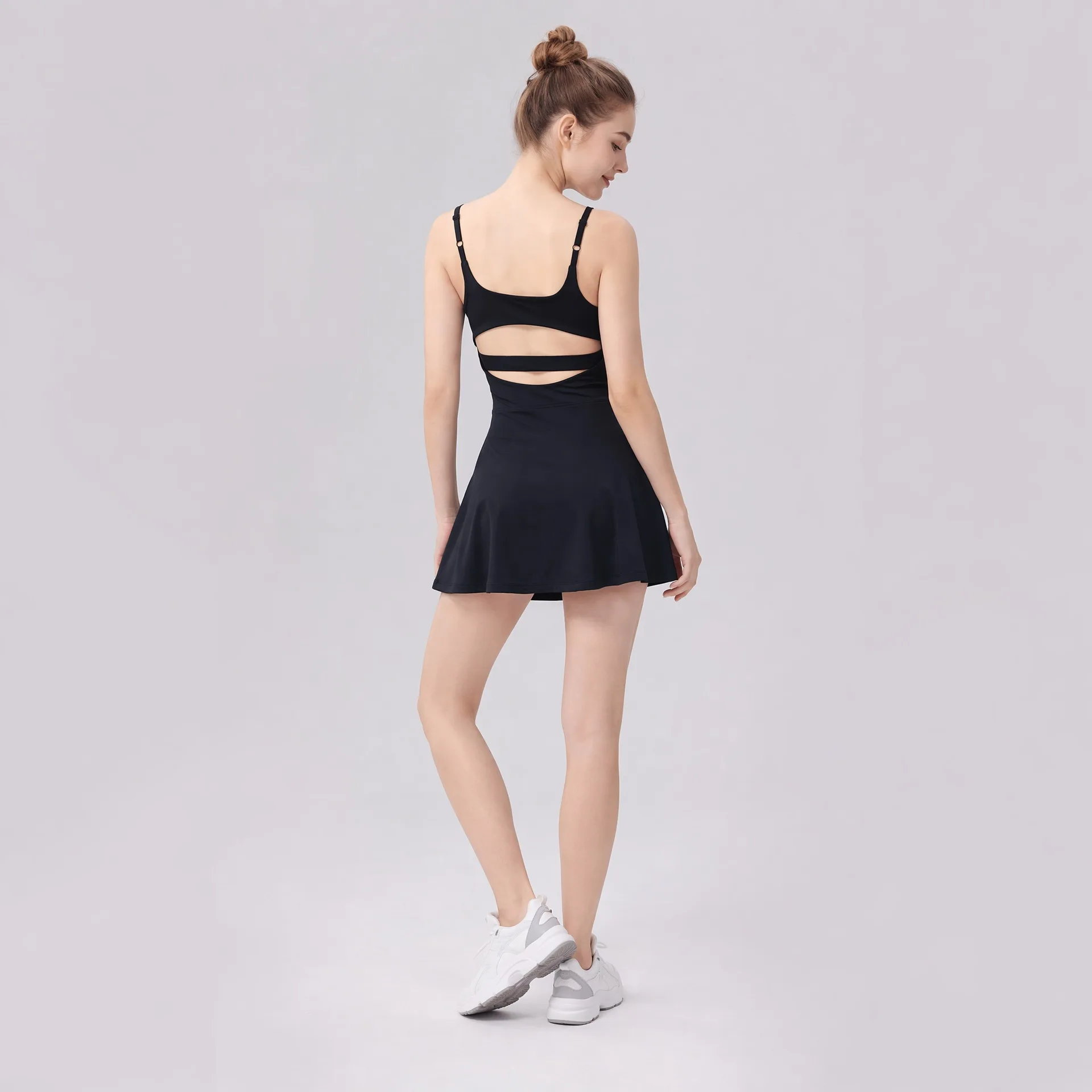 Women’s Golf Apparel White Black Cutout Back Tennis Dress Pickle Ball Badminton Clothing 2026 Summer Outfit