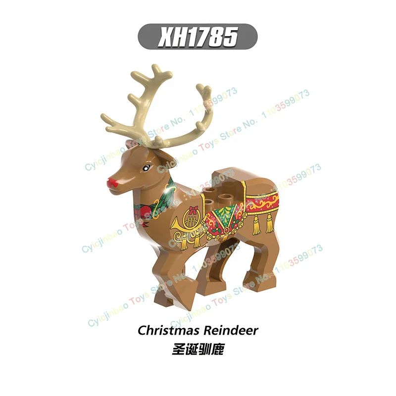 Christmas Building Block Gift Animals Deer Elk Reindeer Figures Brick Xmas Tree Educational Toy Gift Kid Block Model XH1751