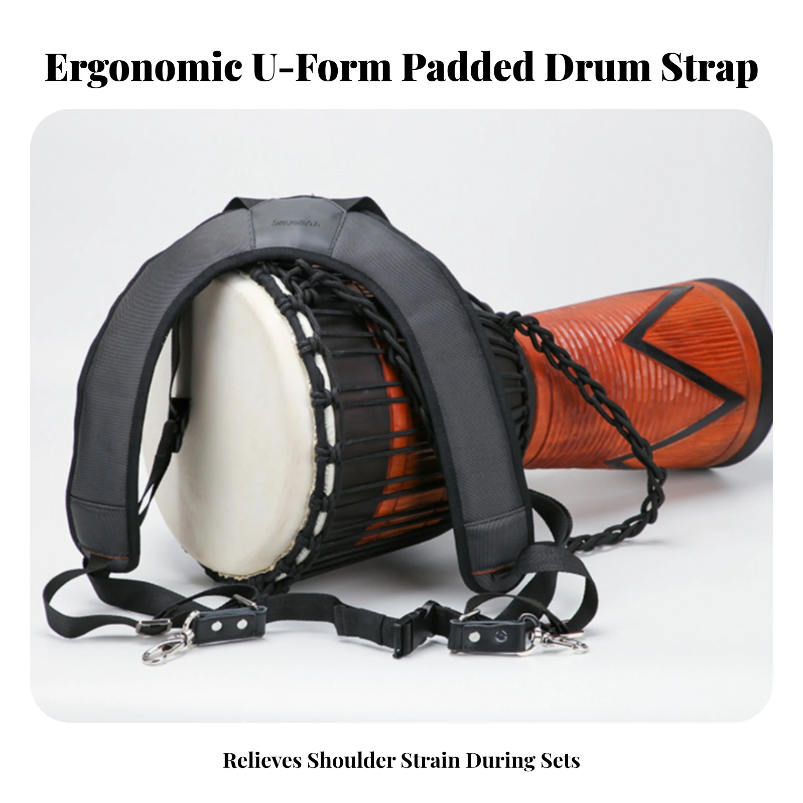 Adjustable Djembe Carrying Strap Robust African Hand Drum Harness Double Shoulder Drum Strap with Padded Straps Easy to Use