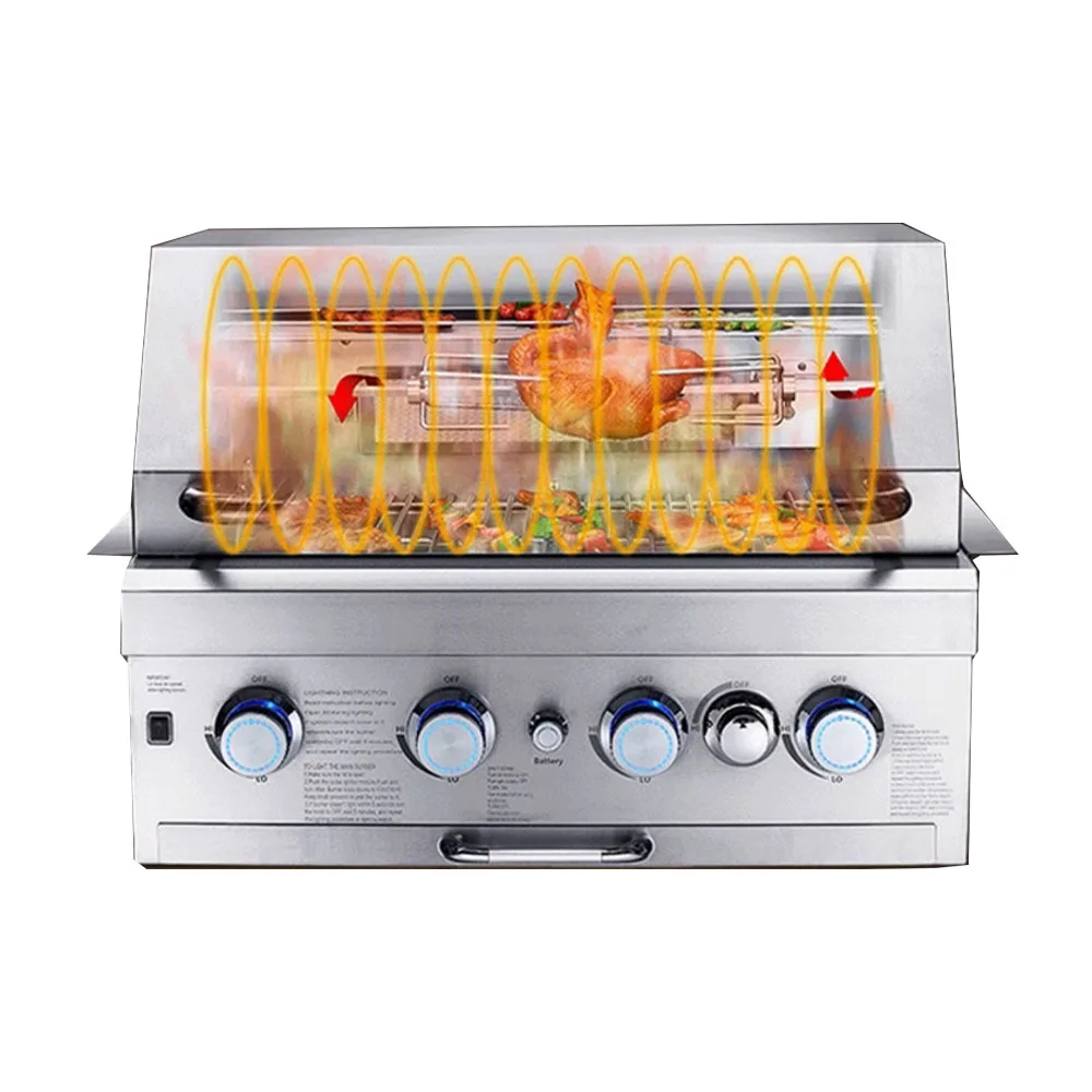 

Portable 4 Burner Gas Griller Machine Commercial Smokeless Oven Barbecue Stove Gas Bbq Grill With Side Burner Toaster Oven