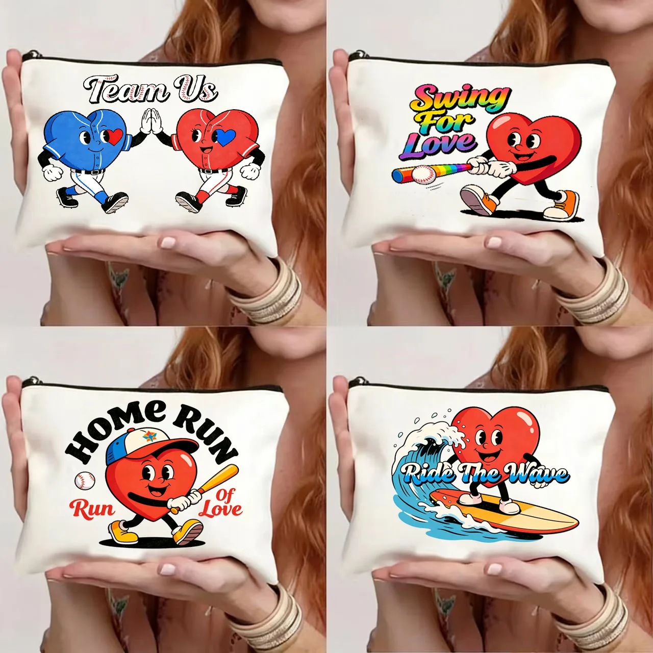 

Цельная сумка для хранения спортивных элементов в форме сердца, модная холщовая сумка, портмоне, пенал, многофункциональное хранилище