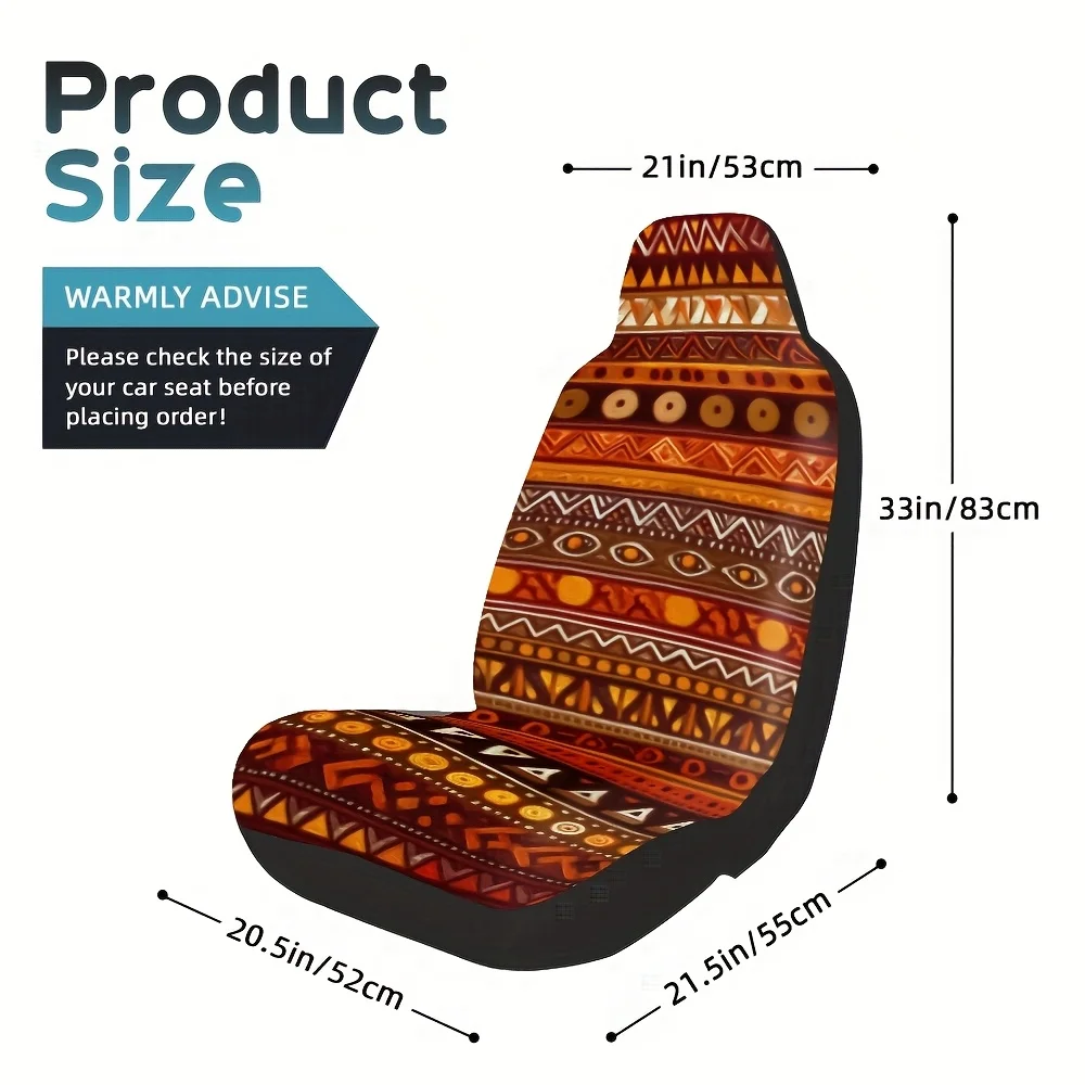 2pcs, Aztec Print Car Seat Covers, Fit For Most Sedans And Trucks, Machine Washable, Stylish Streetwear Design, Thoughtful Pres