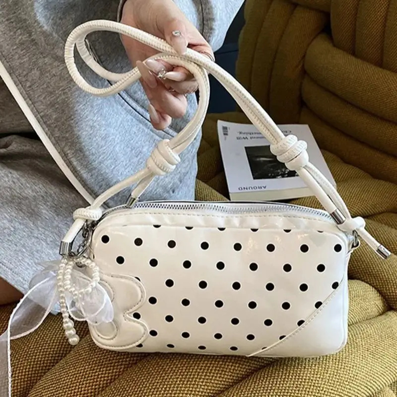 

Retro Classic Polka Dot Small Bag 2025 New Fashionable Soft Leather Underarm Bag Fashionable Texture Women's Crossbody Bag