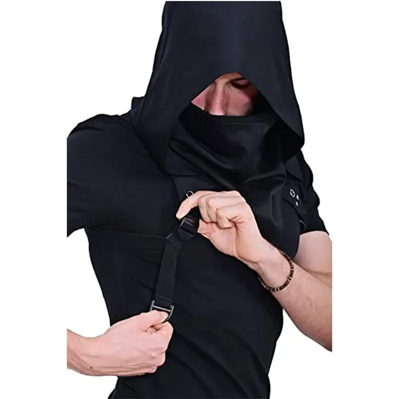 Chapéu medieval de Halloween com véu para homens e mulheres, fantasia pirata de cosplay, capuz preto, boné para adultos, adereços de festa, unissex