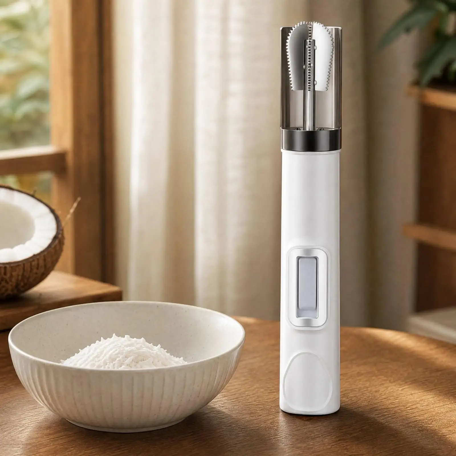 Kitchen Electric Coconut Shredder Tool with 304 Stainless Steel Blade Detachable Head for Fresh Coconut Milk Press and Recipes