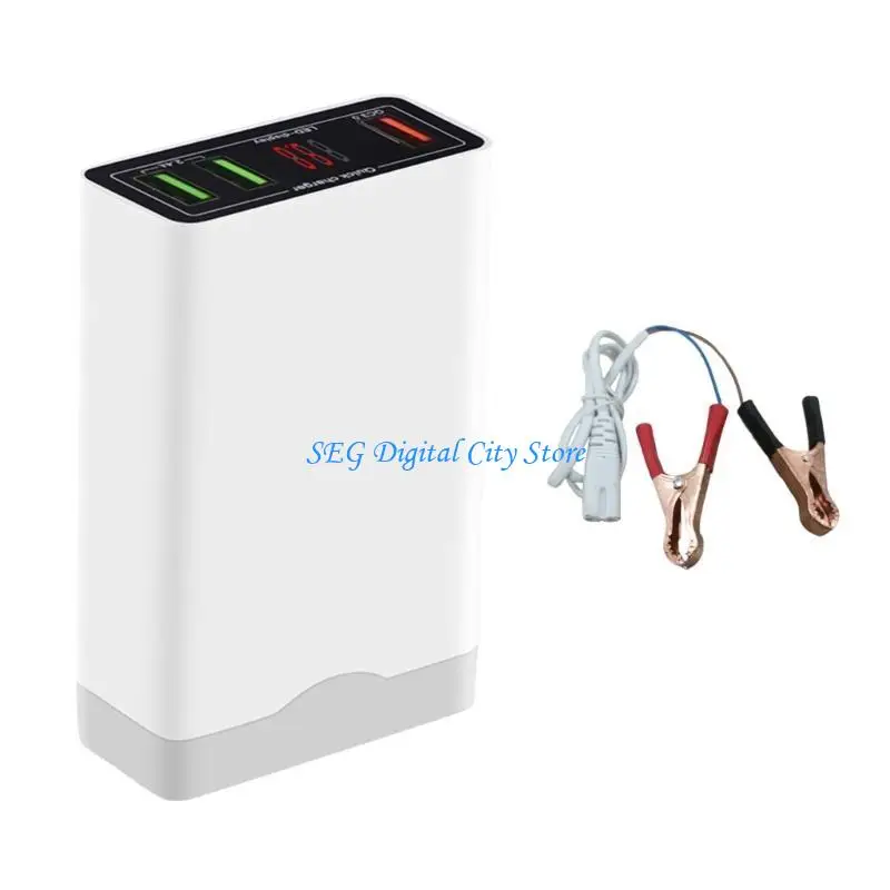 U75B 12-36V QC3.0 USB Power Adapter with Battery Clip 3Port for Android Phone