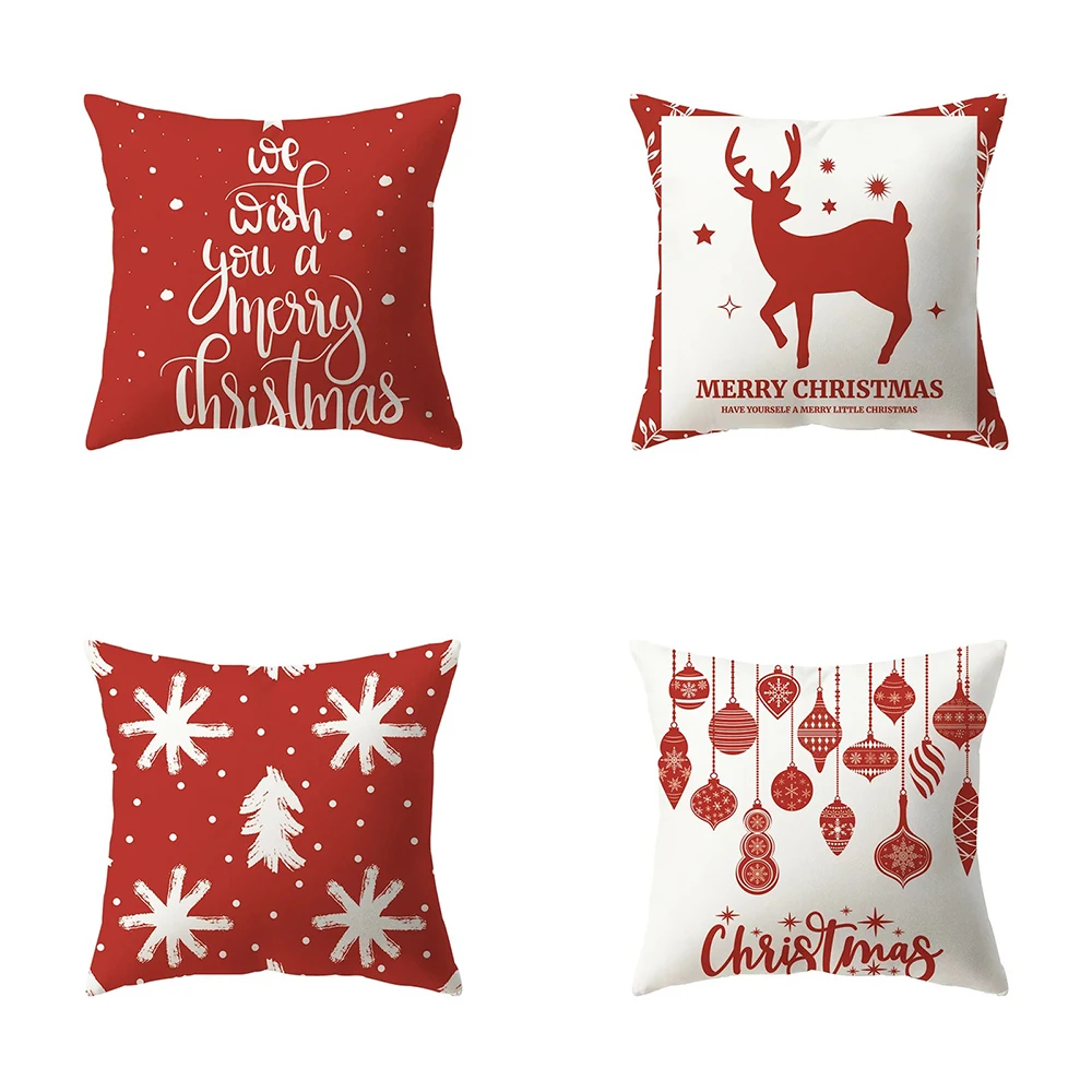 

Christmas Theme Santa Claus Elk Print Pattern Cushion Cover Home Decoration Living Room Sofa Pillow Cover