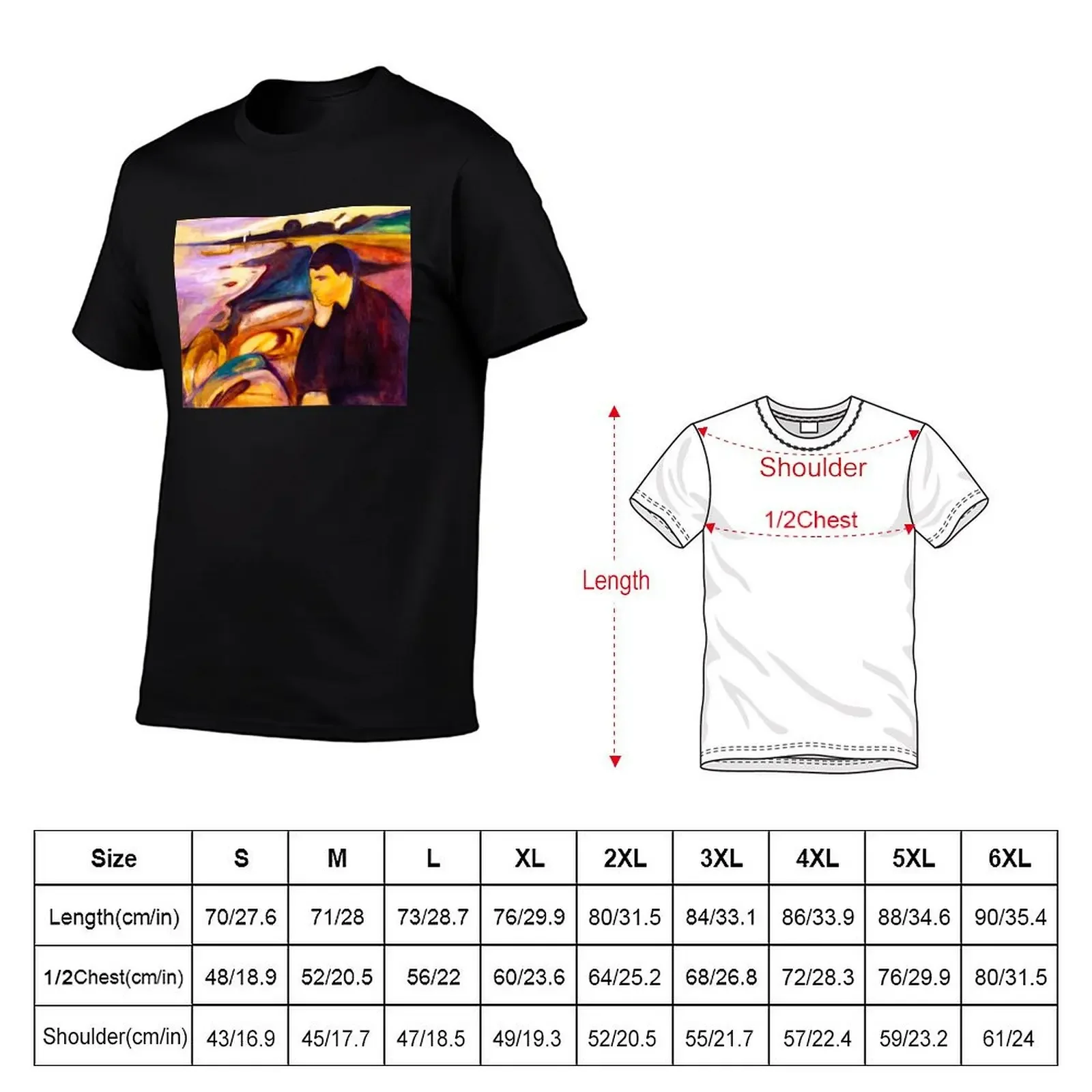 EDVARD MUNCH - Melancholy 1894 T-Shirt blue archive summer clothes cotton t shirt men