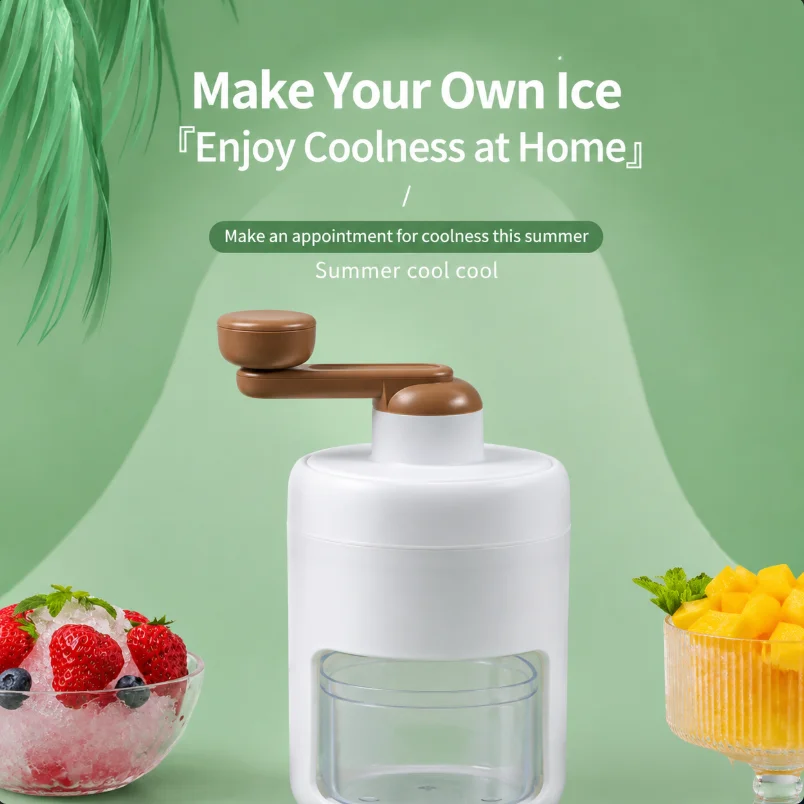 Ice Hand-Cranked Ice Shaver Machine for Home DIY Slushy Snow Cone Maker Portable Stainless Steel Blade Kitchen Cocktails Slush