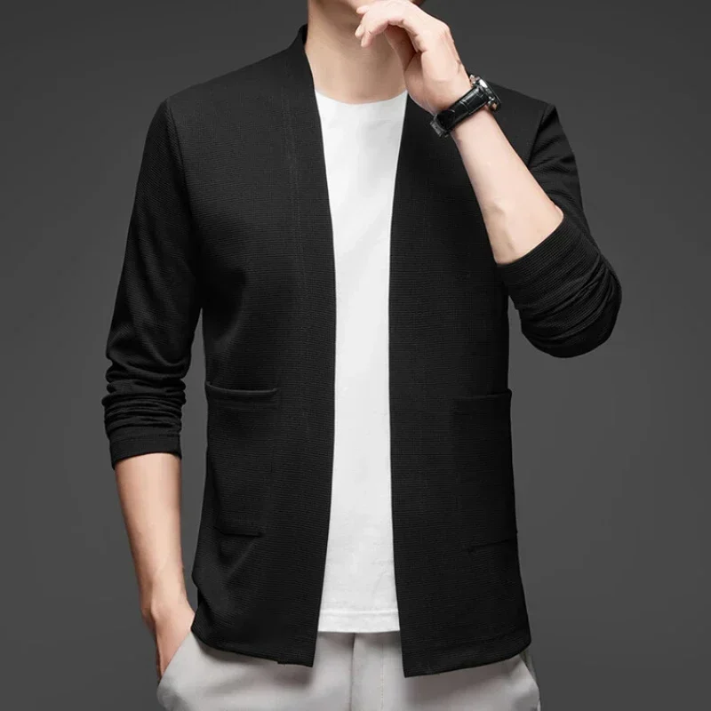 Spring and Autumn Cardigans, Men's Trendy Knitwear, Casual Loose Thin Shawl Jacket for Outerwear