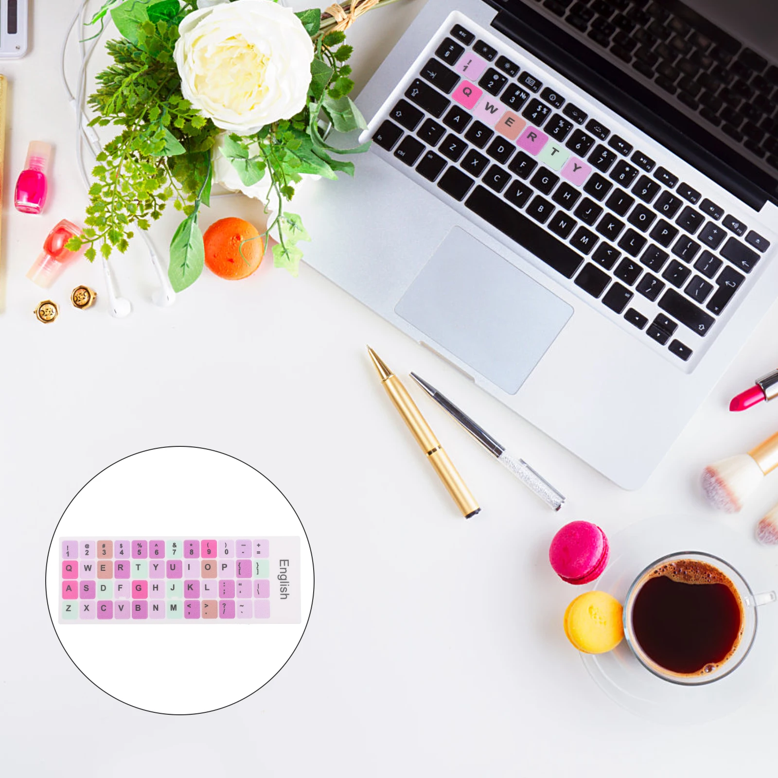 

2 Sheets Keyboard Stickers Letter Overlay Decals Small Lettering Replacement Laptop for Your Abs Gaming