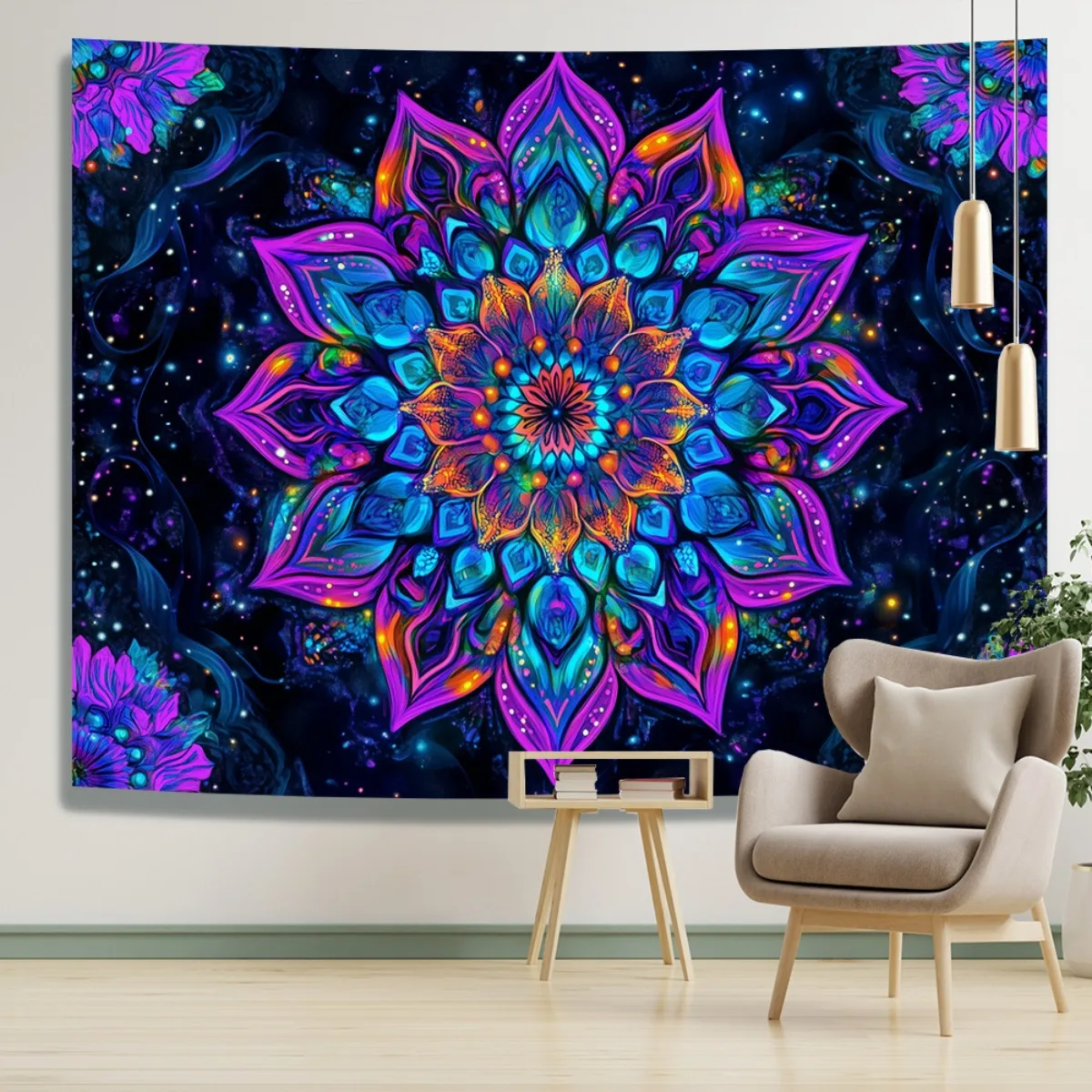 VIKAMA Mandala Kaleidoskop Wandteppich Wohnzimmer Schlafzimmer Meditationsraum Yoga Zimmer Wanddekoration