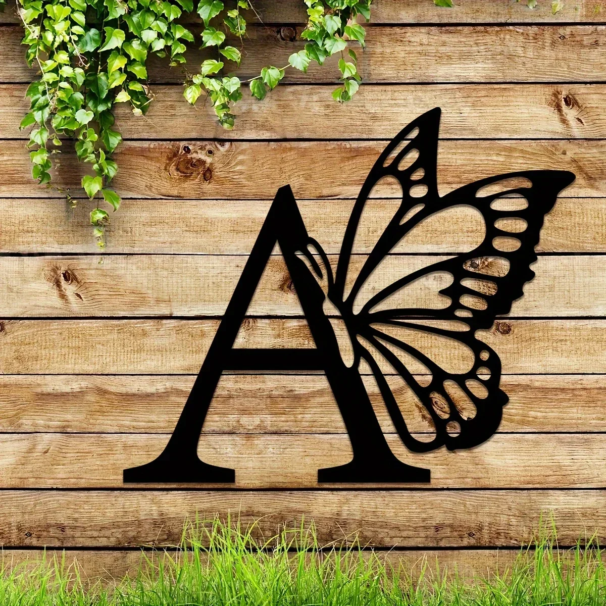 1pc Butterfly Monogram All Letters Metal Sign, Metal Wall Art, Letter Wall Decor, Wedding Backdrop Sign DIY Gift,Wall decoration