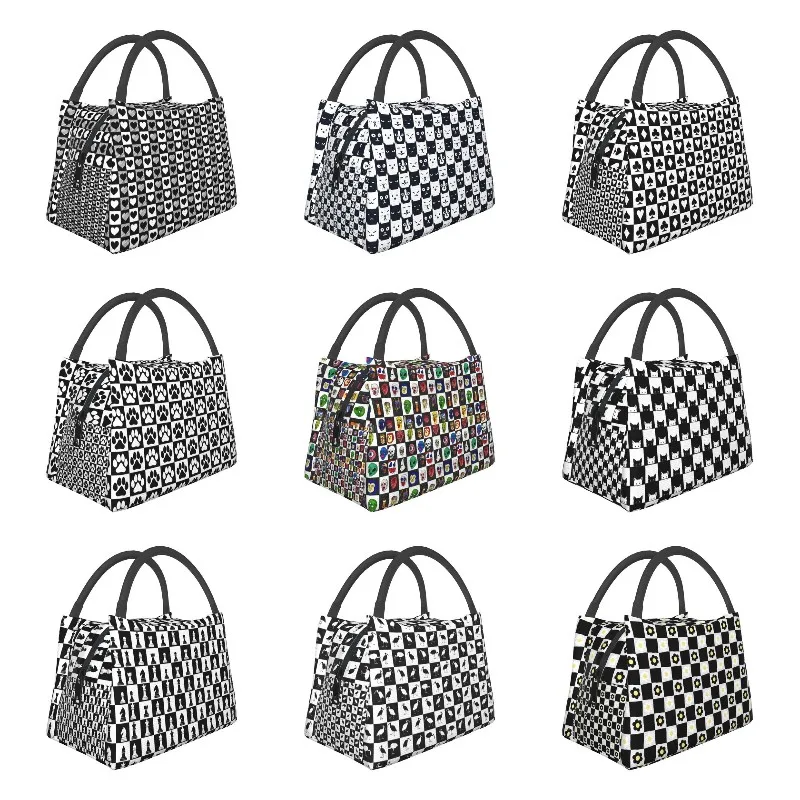 

Mr Checkerboard Insulated Lunch Bag for Women Portable Funny Cartoon Thermal Cooler Lunch Box Office Picnic Travel