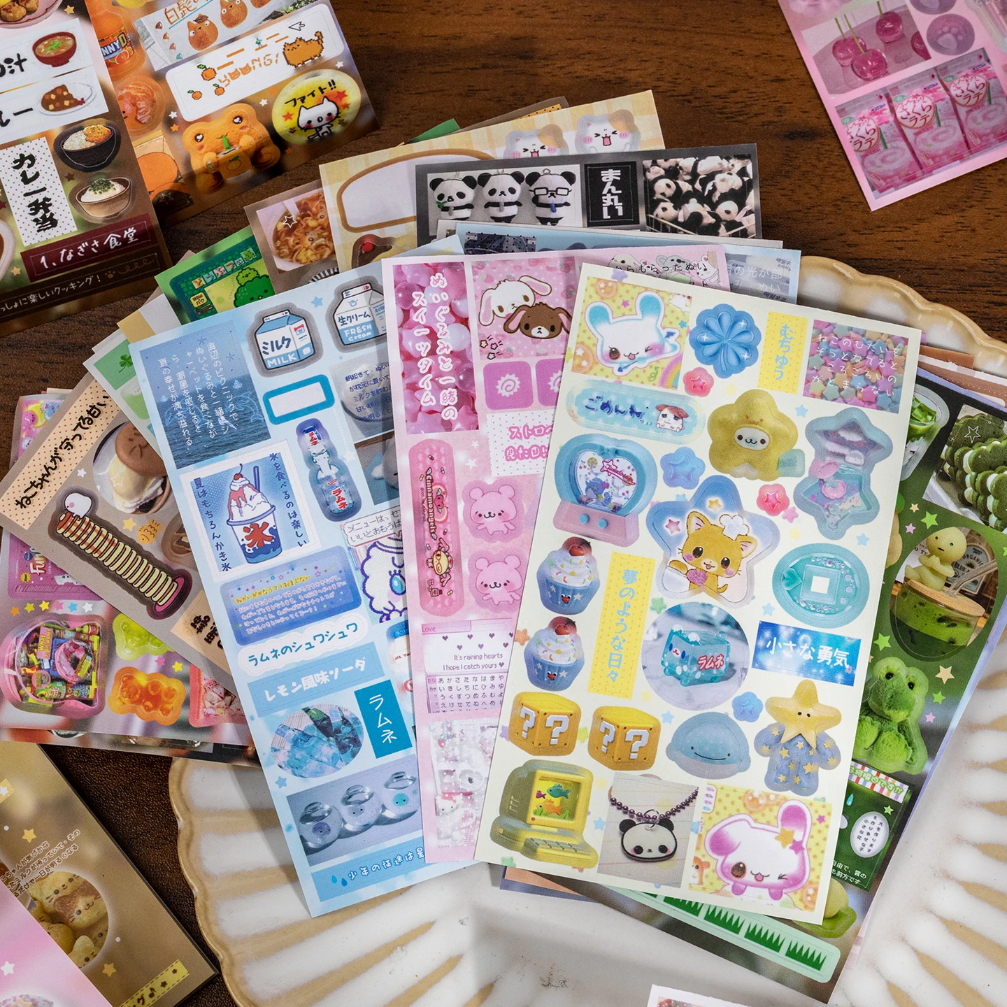 20pcs Coated Paper Stickers - Y2K Candy Bear & Cute Snacks for Journal Scrapbook DIY Decor