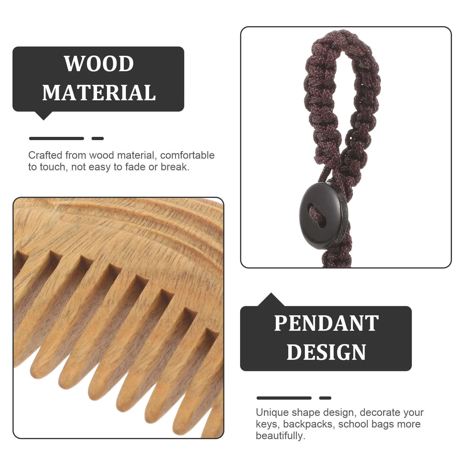 

Деревянная деревянная расческа для укладки, подвеска, компактная портативная расческа для распутывания волос для женщин, толстые вьющиеся расчески для укладки волос для женщин