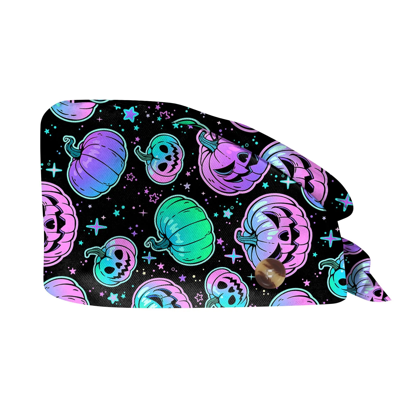 Halloween Cartoon Printing Scrubs Caps Hat Women Nurse Cap Pet Clinic Work Hat Scrub Hats Festive Accessories Nurse Hat