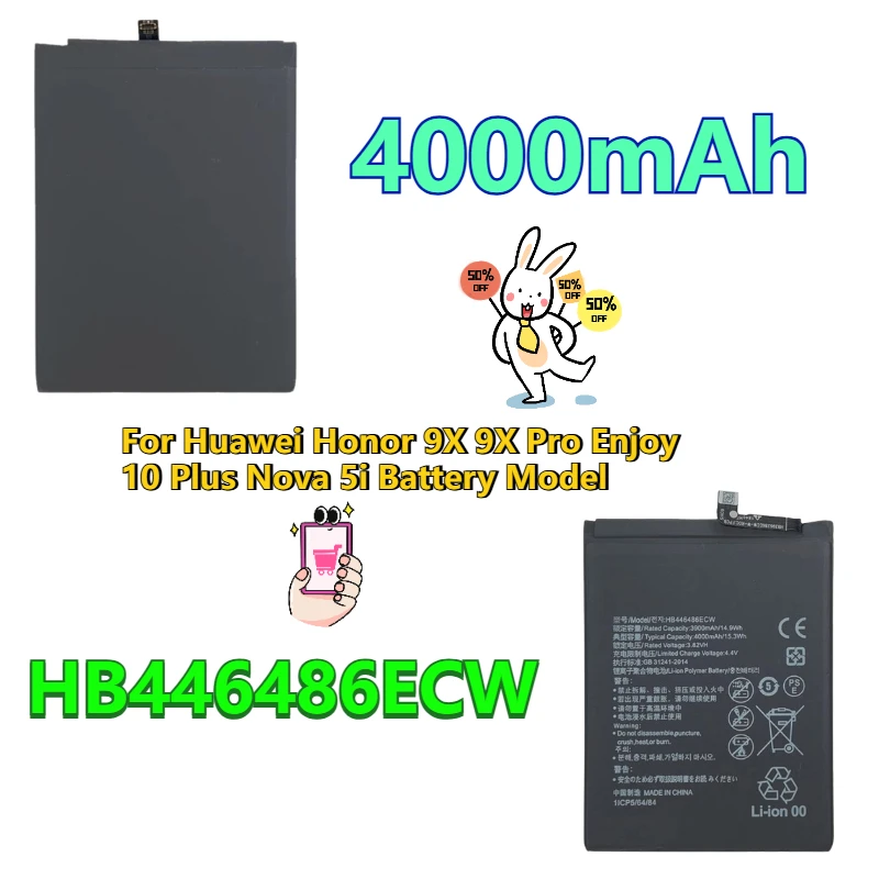 HB446486ECW 4000mAh for Huawei Honor 9X 9X Pro Enjoy 10 Plus Nova 5i Battery Model