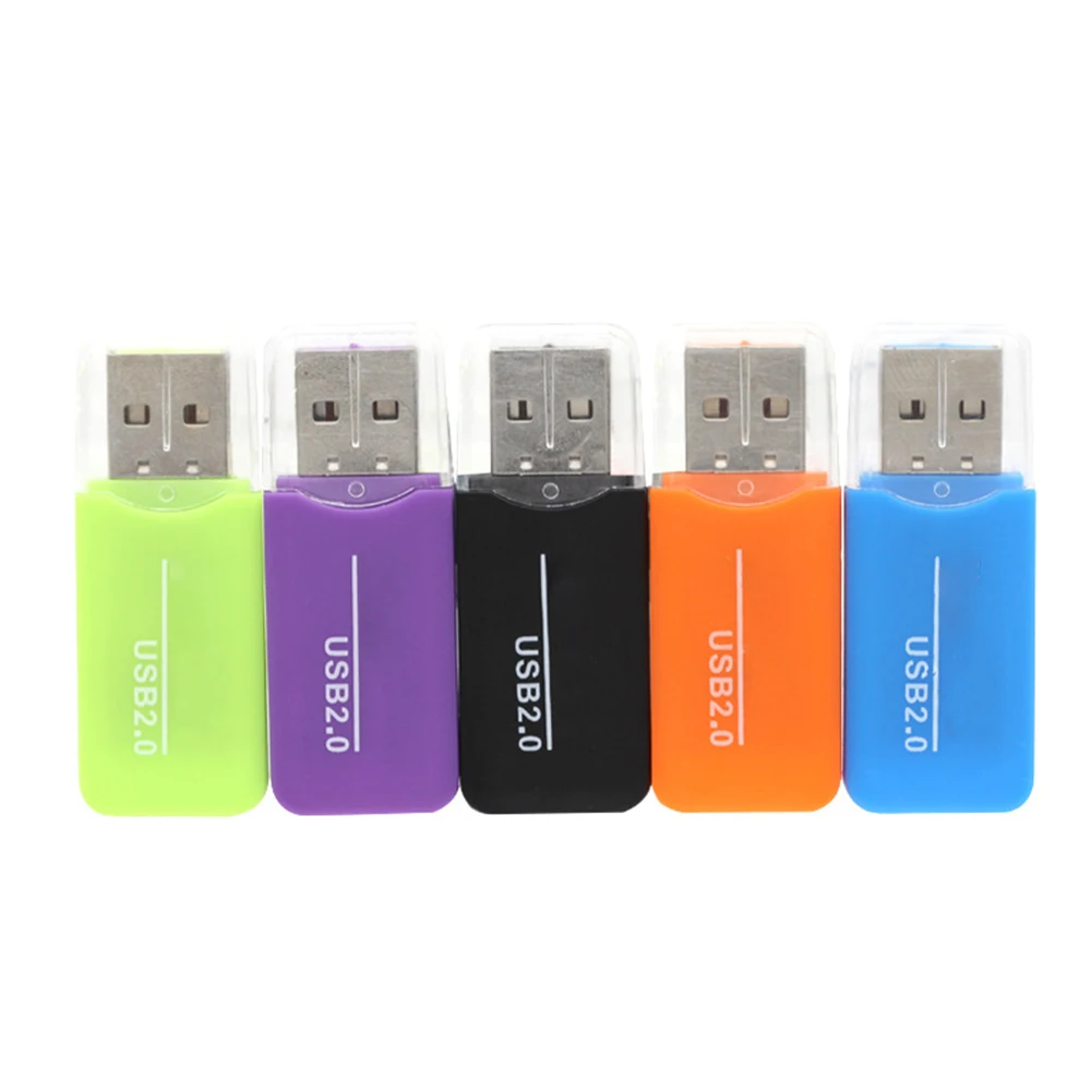 USB TF قارئ بطاقات USB 2.0 صغيرة الهاتف المحمول قارئ بطاقة الذاكرة عالية السرعة USB محول ل ملحقات للكمبيوتر المحمول لون عشوائي