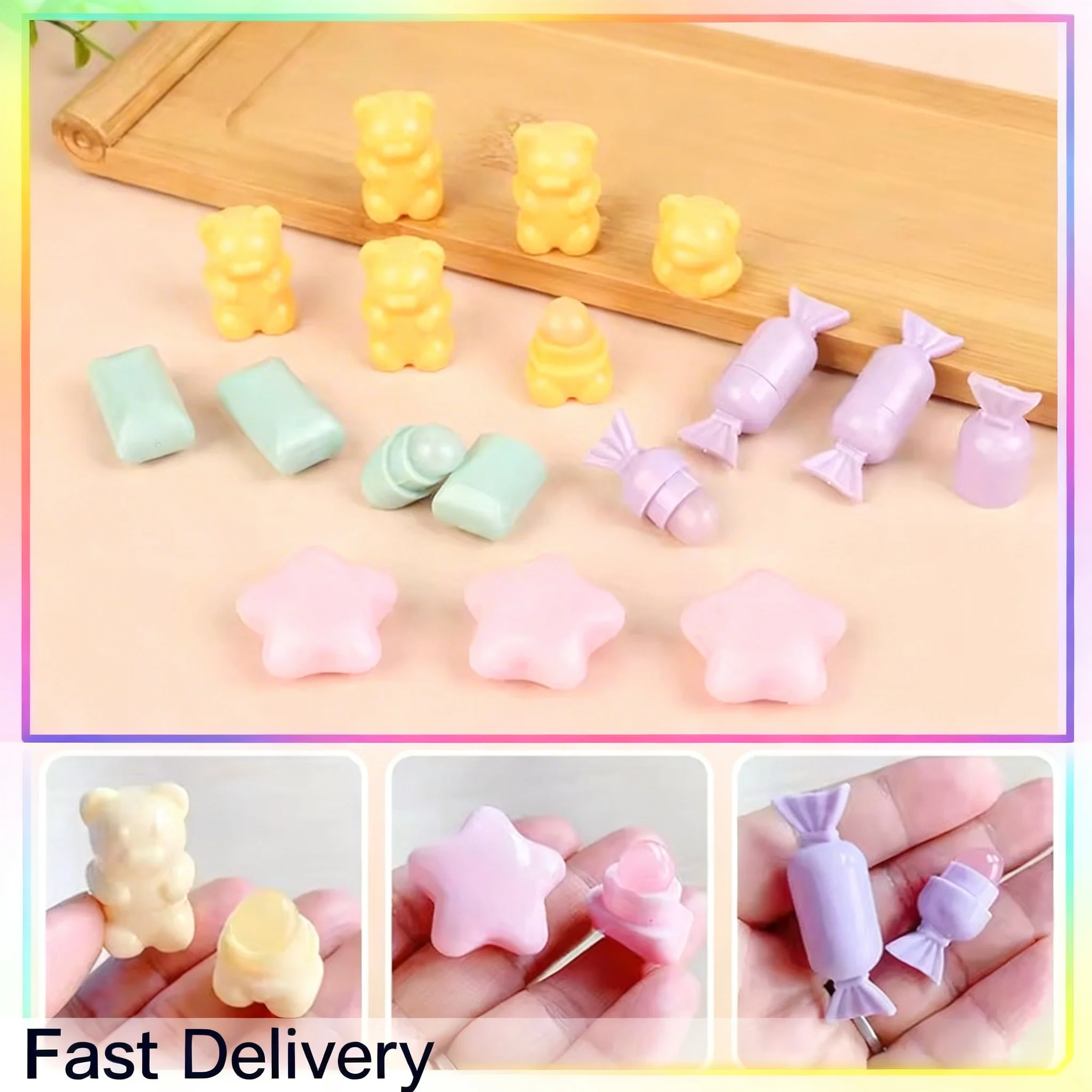 1/4PCS Portable Cartoon Mini Silicone Lip Brush Cute Bear Angled Concealer Brushes Lip Balm Lip Gloss Concealer Make Up Brushes