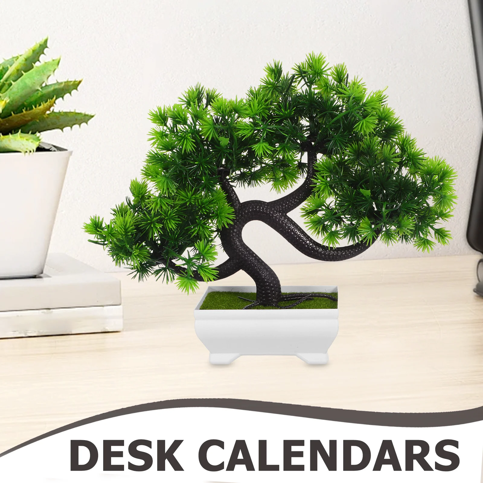 1 قطعة الصنوبر الاصطناعي الإبداعي تحية الضيوف بوعاء النبات صيانة منخفضة المظهر الطبيعي ديكور لدراسة غرفة الطعام بهو الفندق