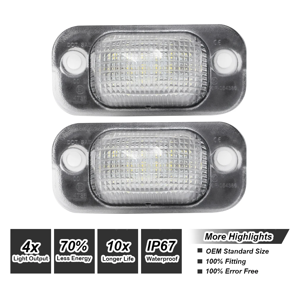 For VW Golf 2 MK2 1983-1992 3 MK3 Jetta MK2 Polo 2pcs LED License Number Plate Light Lamp For Seat Ibiza Toledo Cordoba