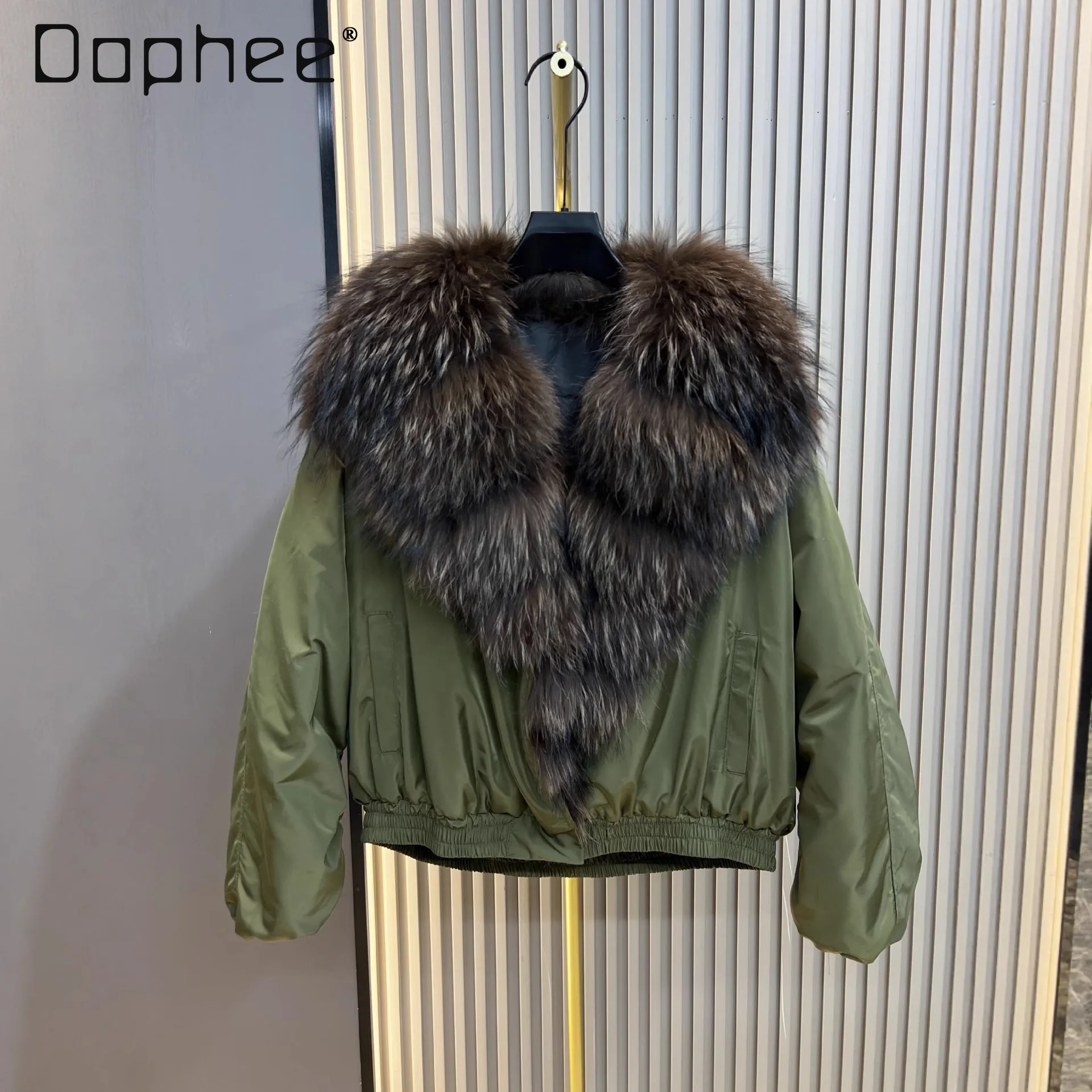 

Winter New Style Raccoon Fur Collar Thickened Cotton Jacket for Women Fashionable Versatile Thickened Warm Loose Jacket Top