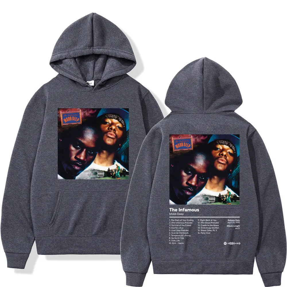 Rapper Mobb Deep Album The Infamous Poster Print Hoodie Fashion Hip Hop Vintage Sweatshirts High Quality Fleece Pullovers Unisex