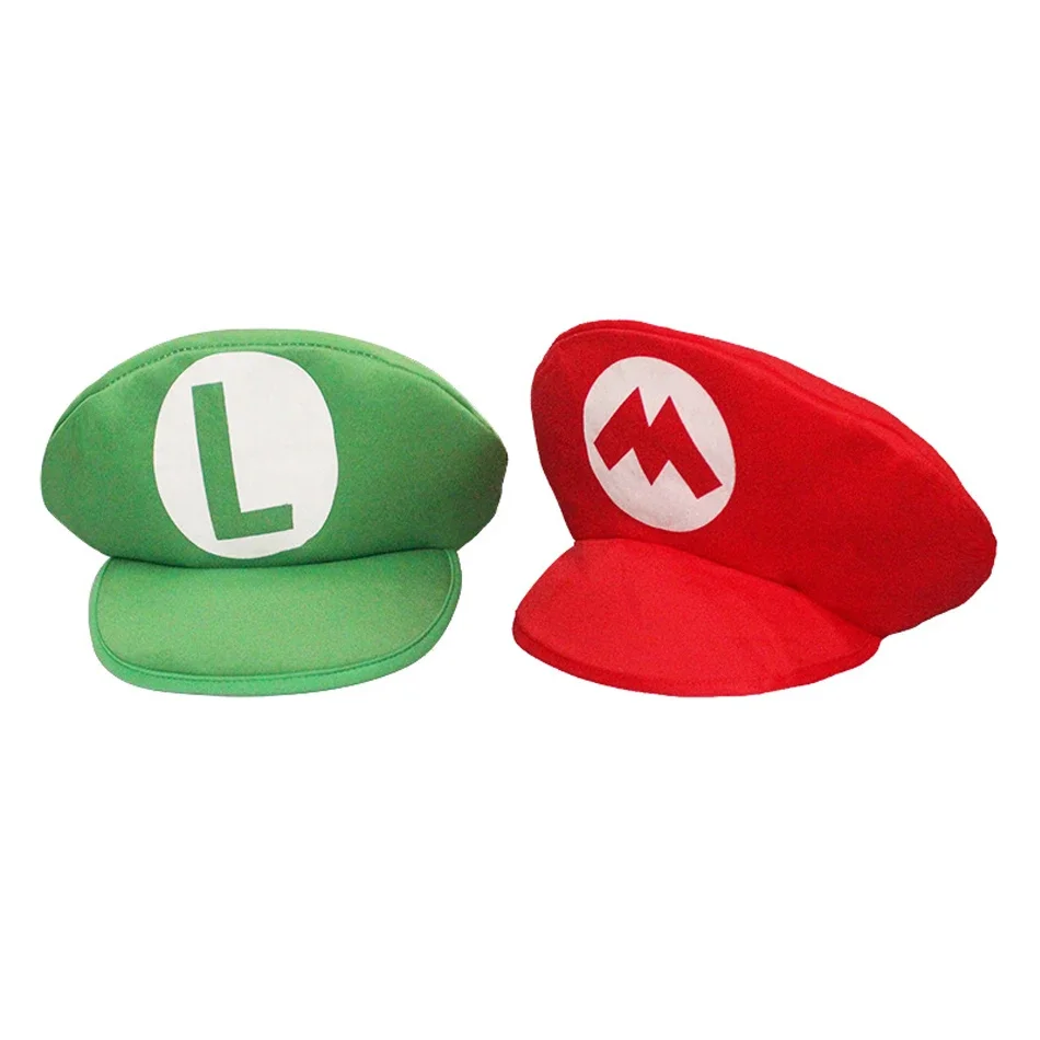 Gorro de dibujos animados de Super Mario Bros para niños y adultos, gorro de Cosplay de Luigi, juego clásico, figura de Anime, ropa divertida de Halloween, regalos de fiesta