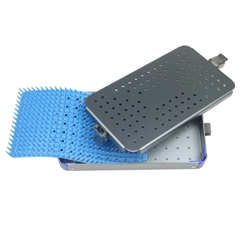 Two Type Choices Disinfection Box Sterilization Tray Case with Silicone Pad Aluminium Alloy