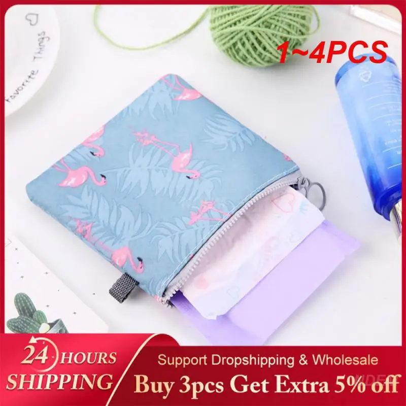 1~4PCS Napkin Pouch Small 13x13cm Household Tools Cosmetic Bag Napkin Polyester Storage Tools Makeup Bag Printed Storage Bags