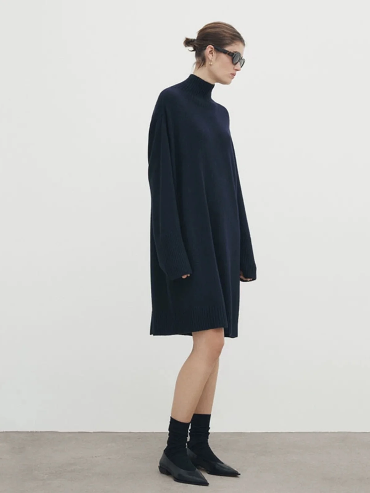 Suéter Midi de Tricô Ele High Ne para Mulheres, Moda Outono Inverno, Nova Chegada, Camada Base Simples para o Dia a Dia