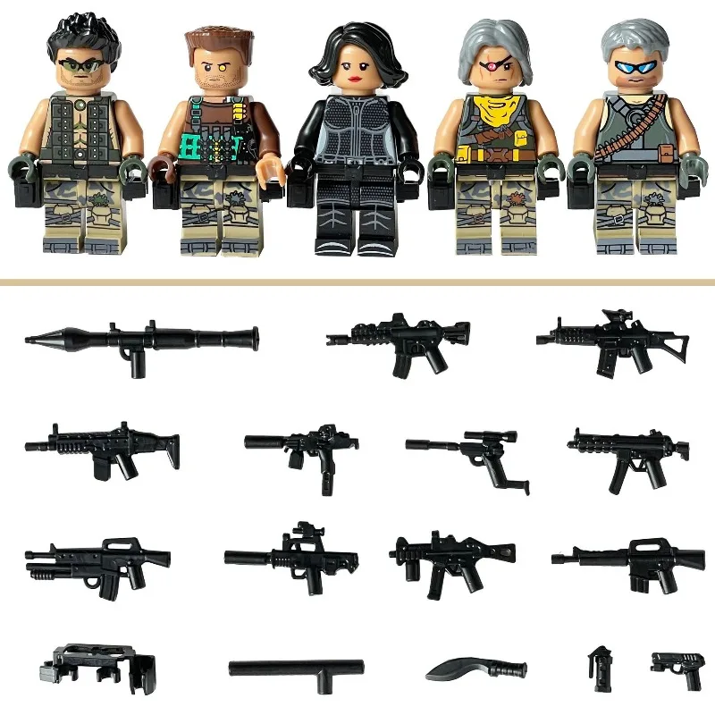 Muñeco de bloques de construcción de la serie militar, fuerzas especiales, policía, villano, rebelde, mercenario, juguete de collage, regalo de cumpleaños