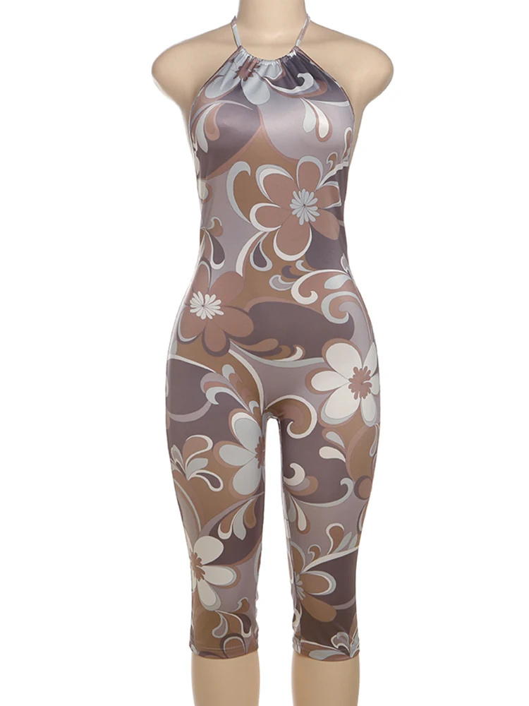 Kliou-monos con estampado estético para mujer, petos sexys con espalda descubierta, peleles moldeadores de cuerpo, atractivo para mujer, de una pieza