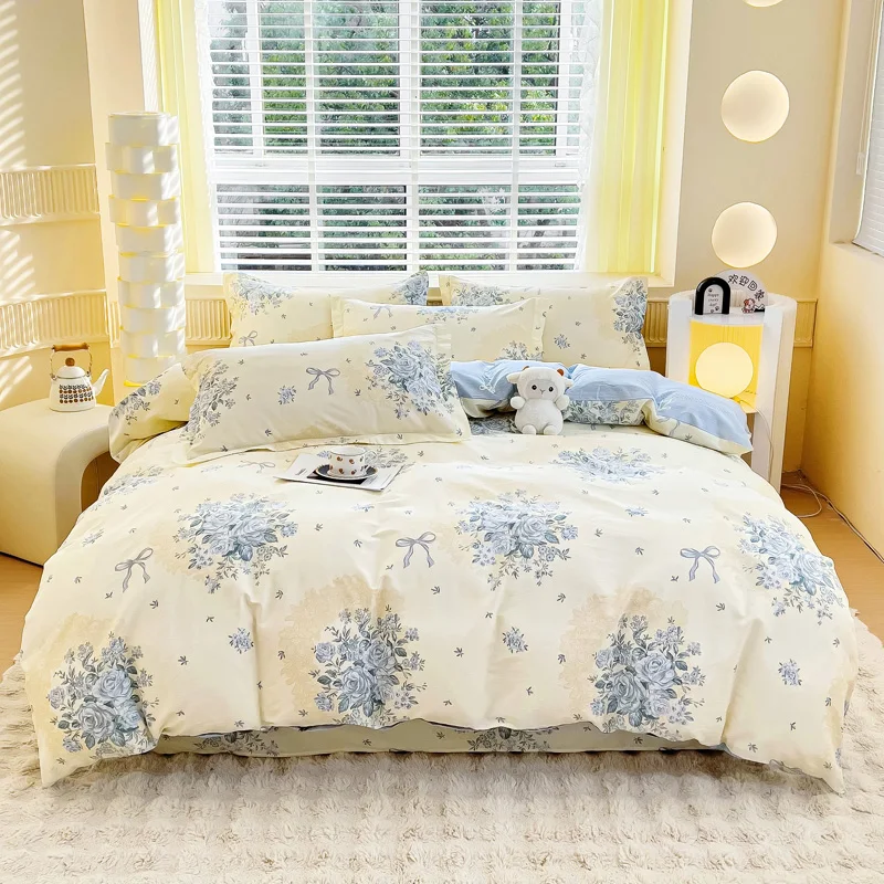 3PC 100% Cotton Duvet Cover Set Printing Bedding Set Cotton Soft Skin Friendly 1 Quilt Cover 2 Pillowcase