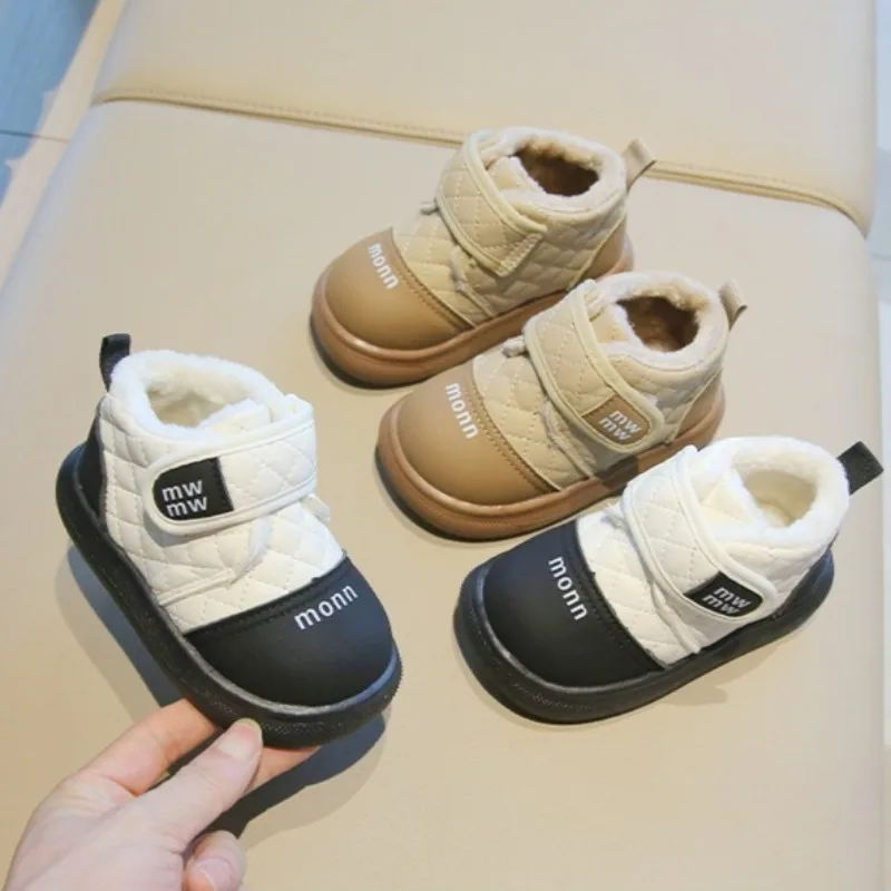 الشتاء الطفل الثلوج الأحذية 2025 الأطفال في الهواء الطلق الدافئة أفخم الأحذية القطنية طفل لينة سوليد عدم الانزلاق مريحة الباردة برهان الأحذية #1