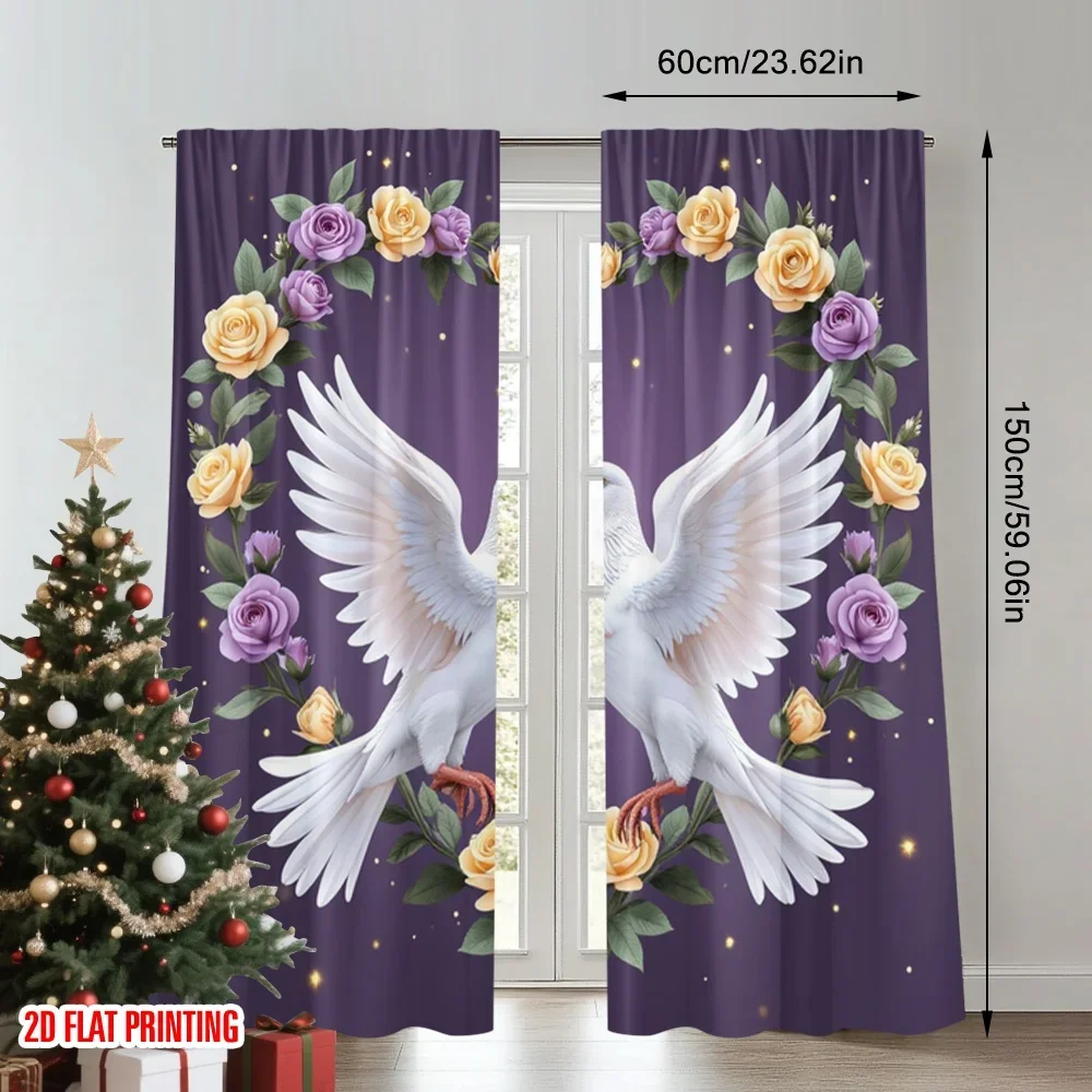 2pcs 2D flat printing Curtain - Home Office Romance avaliação e preço