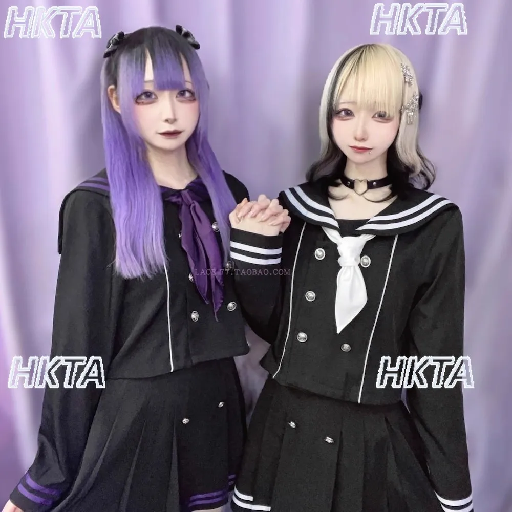 2025 Autumn New Japanese Style Ribbon Trim Navy Collar Tie Scarf Suit Jacket College Style Fashion Color Block Pleated Skirt Set