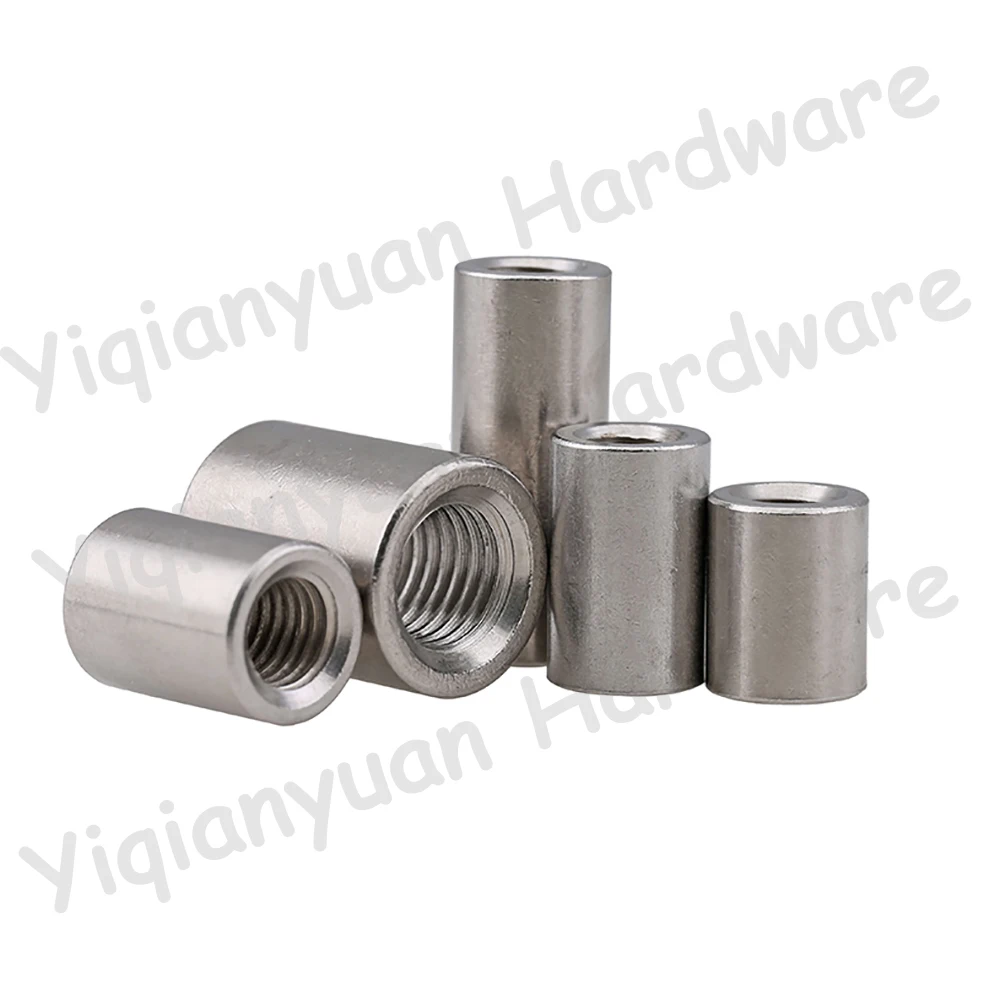 Yiqianyuan 2Pcs-4Pcs M5xP0.8 Extended Length Stainless Steel Round Coupling Nut Tubular Connector Joint Sleeve for Pipe Fi