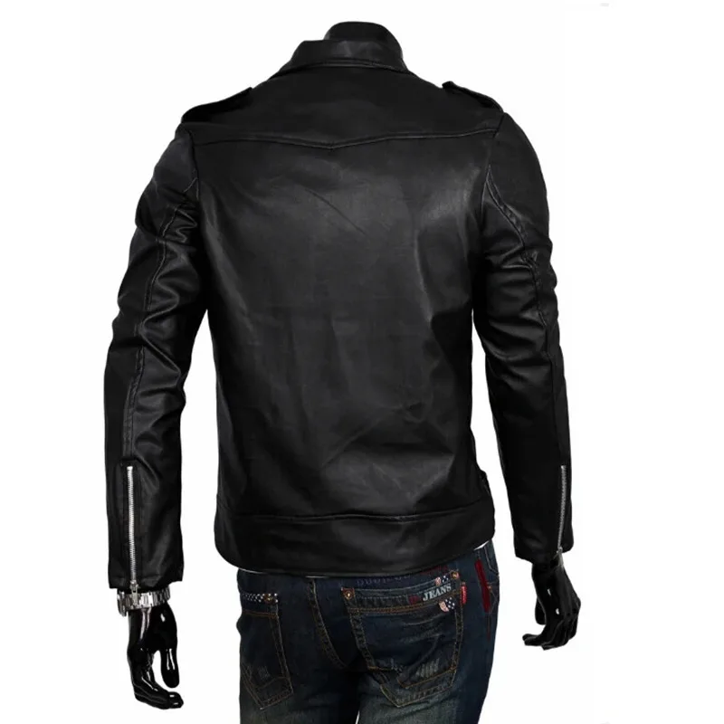 The Walking Dead Negan Cosplay Jacket Punk Men PU Leather Jacket Motorcycle Fashion Slim Fit Leather Coat