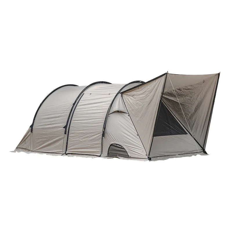One-piece direct sales Shenmu tunnel tent cool top outdoor tent silver-plated plaid Oxford cloth camping tent
