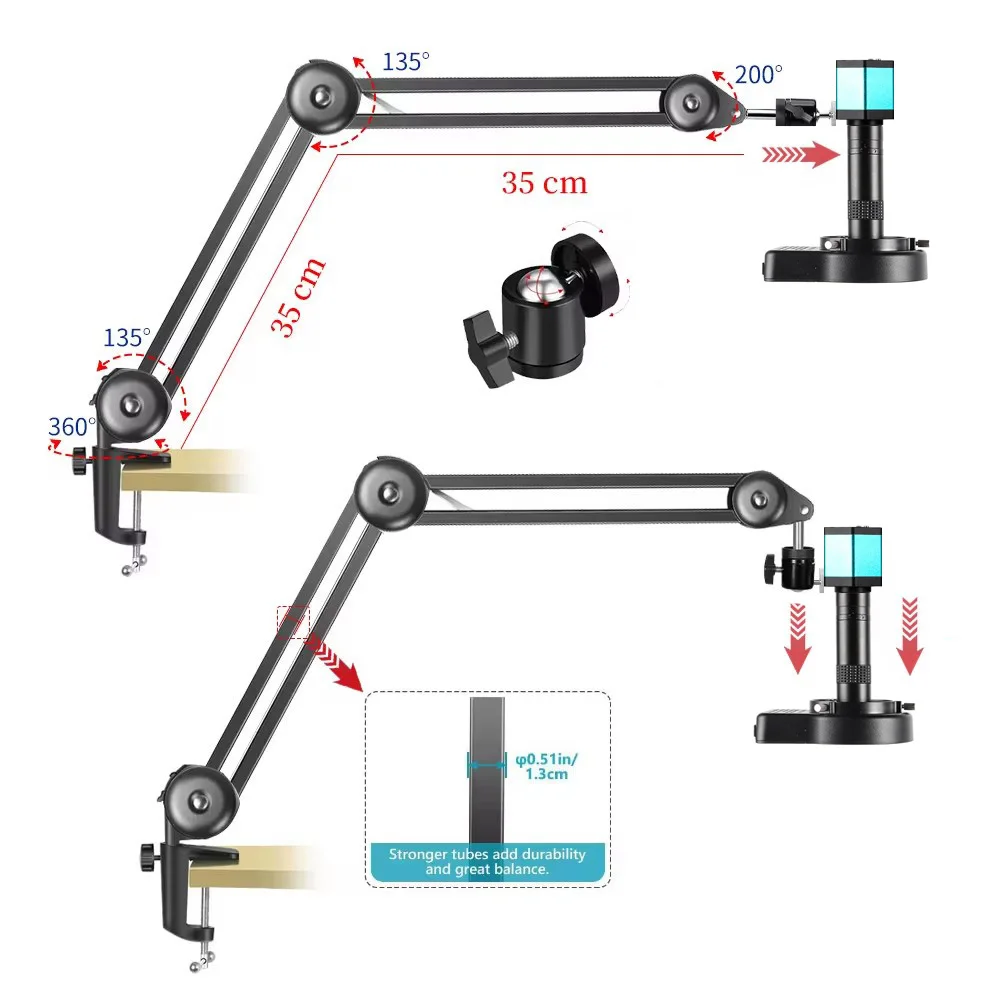NEW 4K Full HD Industrial Video Microscope Static Dynamic Image Digital Camera PCB Welding Phone Repair Enhanced Stand Microscop
