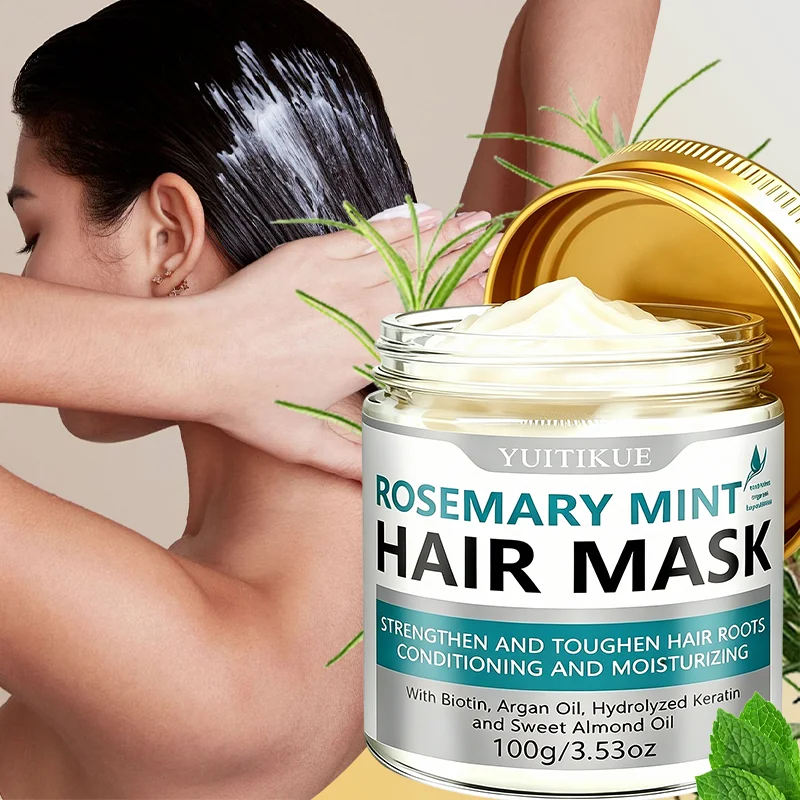 Keratin Rosemary Mint Hair Mask 100g YUITIKUE Deep Hydrating Treatment Strengthen Hair Roots Fix Frizzy Brittle Damaged Hair