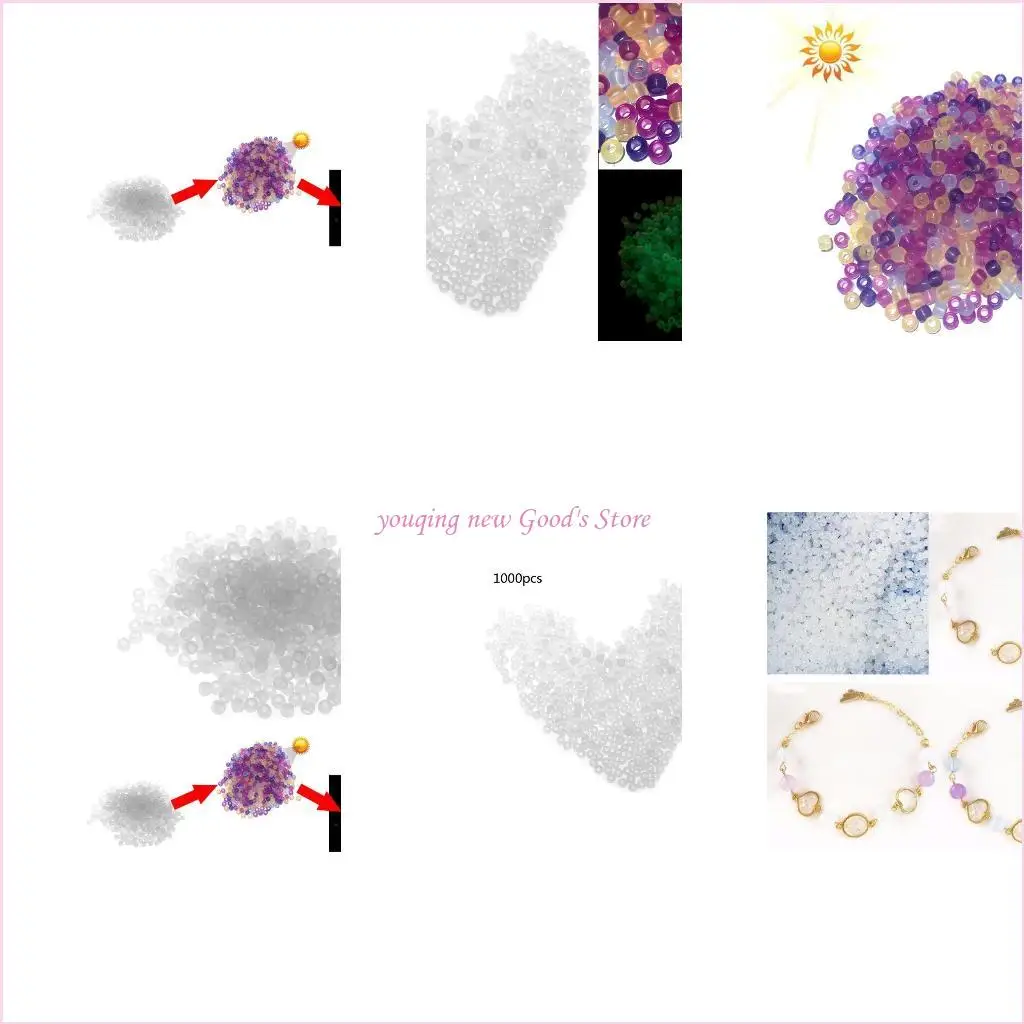 

57QA Luminous Color Changing Beads Acrylic Heart Beads Flat Beads Glow